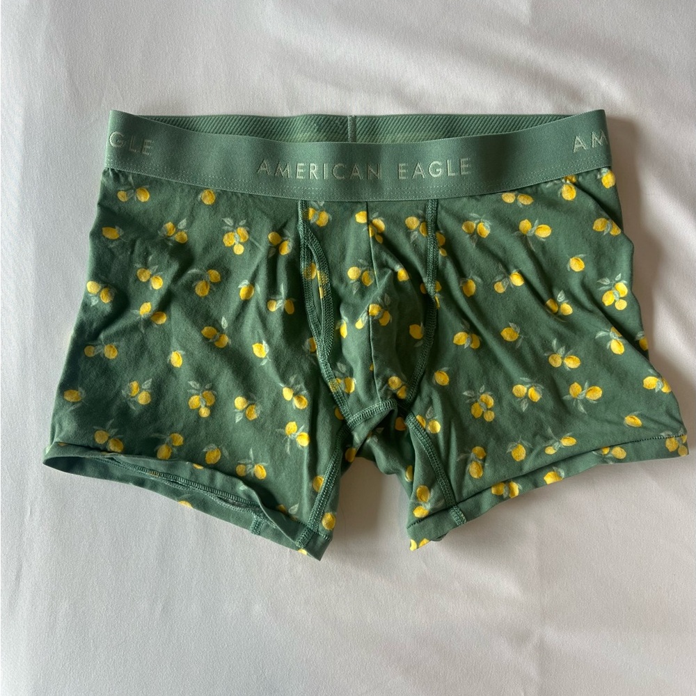 American Eagle Outfitters Green Lemon Print Men's Boxer Briefs
